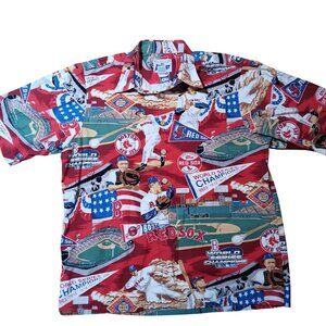 Boston Red Sox Shirt Large MLB 2004 World Series Champions Button-Up Hawaiian